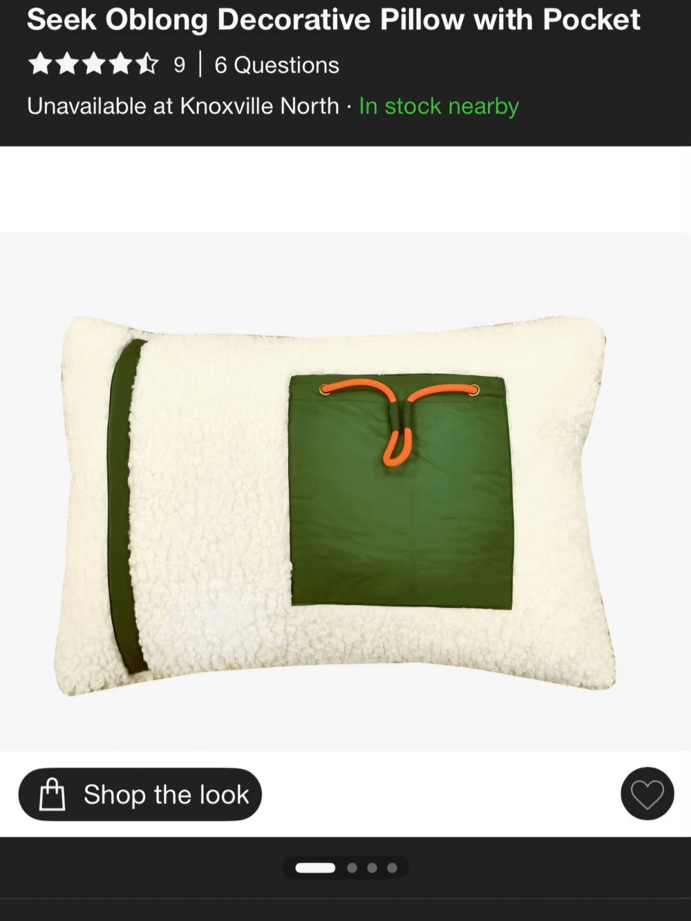 Get 2 Oblong Sherpa Decorative Pillow with Olive Pocket and Orange Drawstring